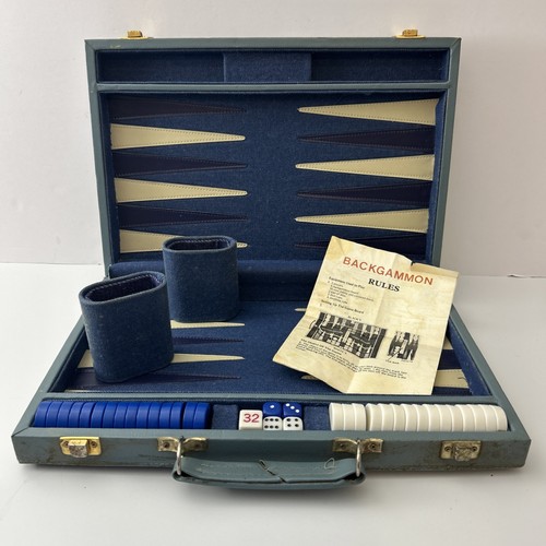 Vintage backgammon set blue - vintage,