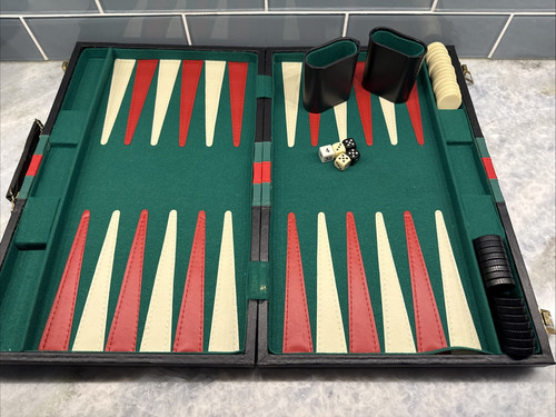 Vintage backgammon set black - backgammon,