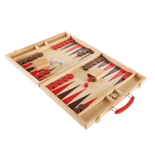 Wooden backgammon set - wooden, folding