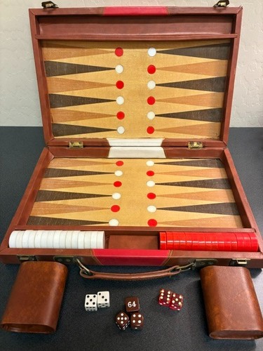 Vintage backgammon set inlaid - set,