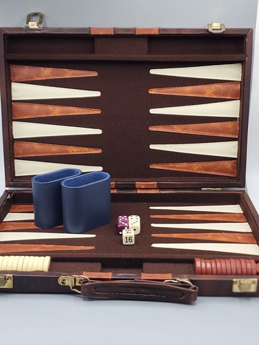 Vintage backgammon set brown - backgammon,