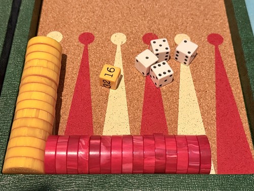 Vtg backgammon pieces board - vtg,