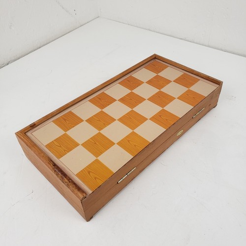 Vintage wooden folding - wooden, chess