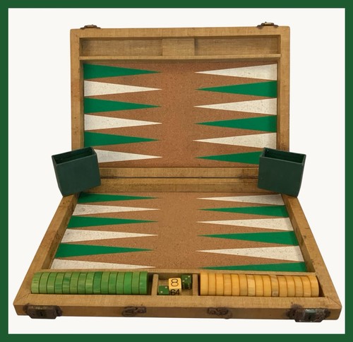 Vtg bakelite backgammon set - bakelite,